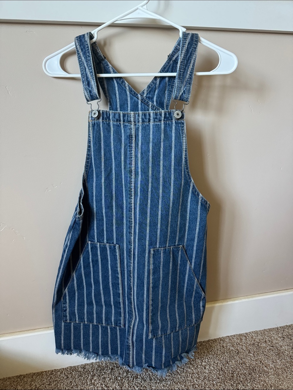 Women’s' Blue Striped Denim overall Dress
